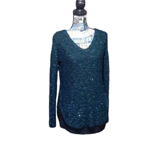 Apt. 9 Black and Teal Sequin Sweater